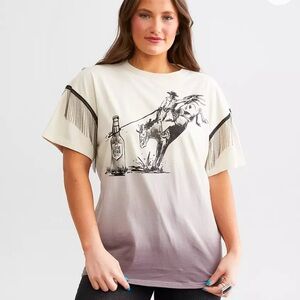 Buckle Cream and Black Lone Star‎ Cowboy Oversized T-Shirt Size Small Western